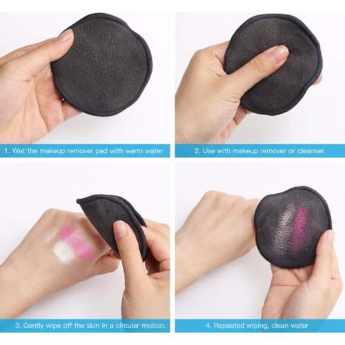 16Pcs Reusable Bamboo Cotton Make Up Remover Pads Washable Triple Layer Facial Skin Care Wipe Pads Cleaning Pad with Bag