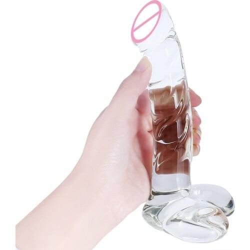 17*3cm Transparent Crystal Glass Anal Chastity Belt Dilator Massage Masturbation Stimulate Erotic Anal Plug Toys For Females