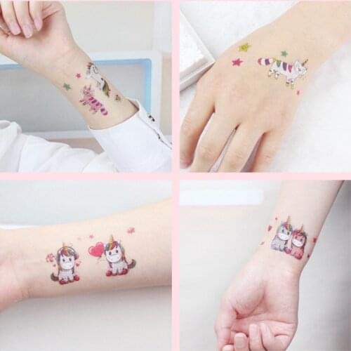 2020 Color Unicorn Tattoo Set Face Temporary Tattoo Child Tattoo Sticker Body Tatoo for Kids Cute Tattoo Children Tattoos