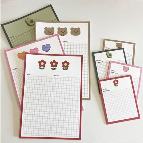 30sheets Cute Cartoon Memo Pads Kawaii Stationery Avocado Grid Message Notes School Office Writing Pads Sticky Notepad