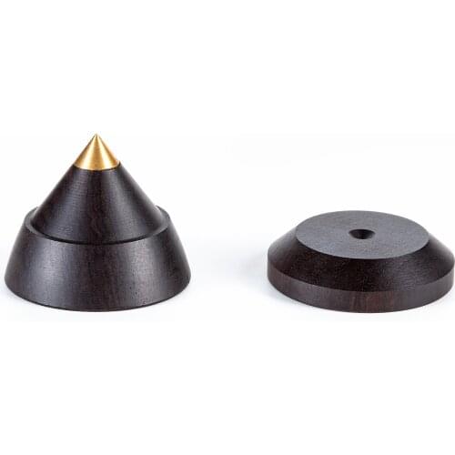 4Set 33mmx27mm Ebony Speaker Shockproof Spike Stand Foot Isolation Feet + Base Pad