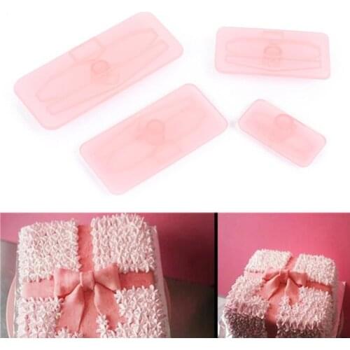 4Pcs/set 3D Bows Plastic Cake Fondant Cutter Mold Bowknot Shape Cake Decorating Tools Pastry Kitchen Decoration Bakeware Tools