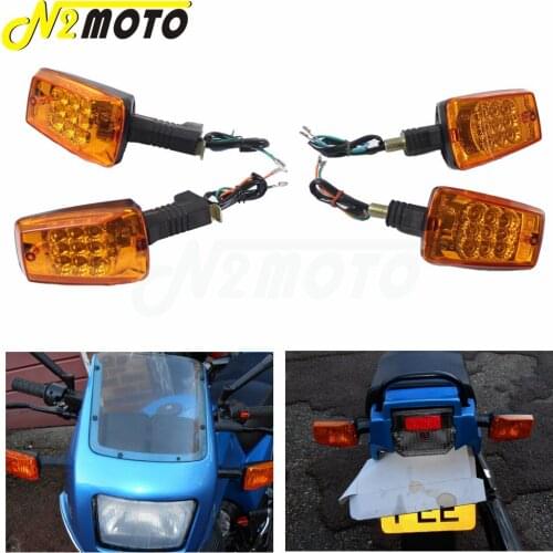 4pcs Front & Rear Amber LED Light Turn Signals Indicator Flasher Lights For MZ ETZ 251 Motorcycle 12V Signal Lamps