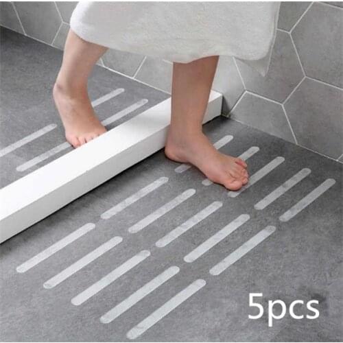 5pcs Anti-Slip Strips Shower Stickers Bath Safety Strips Transparent Non Slip Strips Stickers For Bathtubs Showers Stairs Floors
