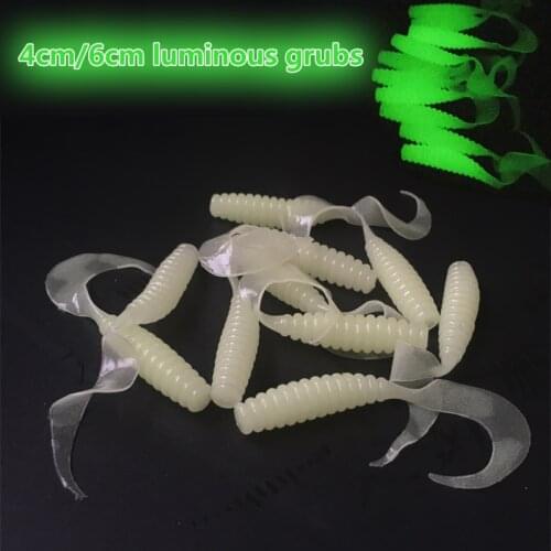 60pcs/lot 4cm/6cm luminous super soft silica artificial worm grub bait for fishing lure soft body maggot lure worm bait