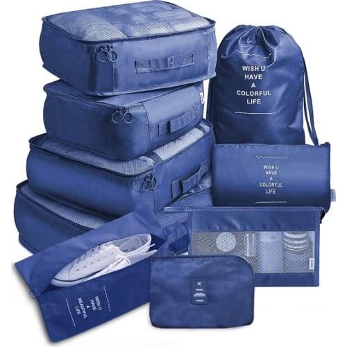 9Pcs/set Travel Pack Luggage Organizer Clothes Storage Cases High Quality Waterproof Cosmetic Toiletrie Bag Travel Accessories