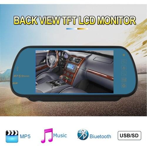 Auto mp3/mp4 player Car Rear View Mirror Monitor 7 Inch display Color TFT LCD bluetooth hands free FM transmitter Support SD USB