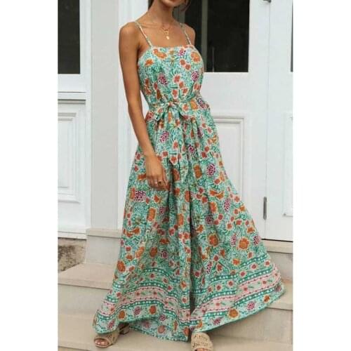 BOHO INSPIRED bohemian style jumpsuit women straps belt tied waist jumpsuit overalls for women floral print summer jumpsuits
