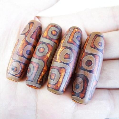 2pcs Natural Agates Tibet Loose Spacer Dzi Beads 9 Eyes Tube Beads For Jewelry Making Charm Bracelet Necklace DIY Findings Z68