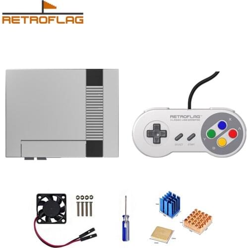 Retroflag NESPi Case PLUS for Raspberry Pi 3 B+ (B Plus) 2+Retroflag Classic USB Controller-J for Raspberry Pi, Windows, Switch