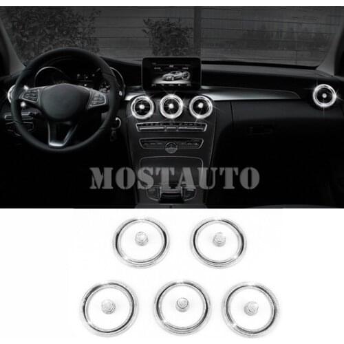 For Benz GLC X205 X253 Rhinestone Style Console Air Vent Outlet Cover Ring 2015-2018 15pcs Car Accessories Interior Car Decor