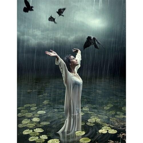 Rain beauty & bird Wall decor diamond embroidery house pasted full Rhinestones cross stitch DIY Diamond Painting Fantasy A5760R
