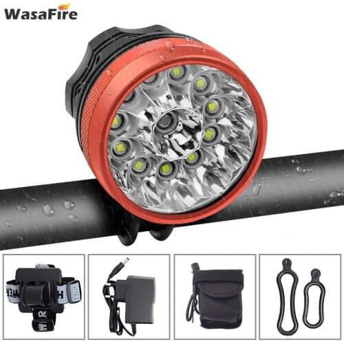 WasaFire 20000lm Bike Light Waterproof Headlamp 12x T6 LED Bicycle Light Cycling Headlamp Bike Accessories + 18650 Battery Pack