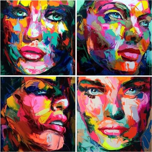 Francoise Nielly Knife Spray Canvas Painting Abstract Portrait Face Oil Paint Figure Wall Art Pictures Prints Home Living Decor