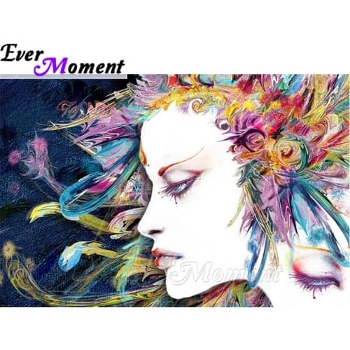 Ever Moment Diamond Painting Picture Of Rhinestone Flower Hair Woman Full Square Drill Decoration Diamond Embroidery ASF1941