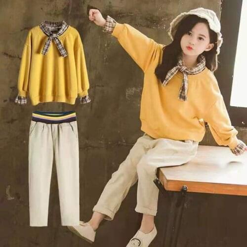 Kids Clothing Set for Girls Long Sleeve T-shirt +pants 2pc Plaid Suit Girl Casual Clothes Outfits Fall Spring Autumn 5 7 8 9 11