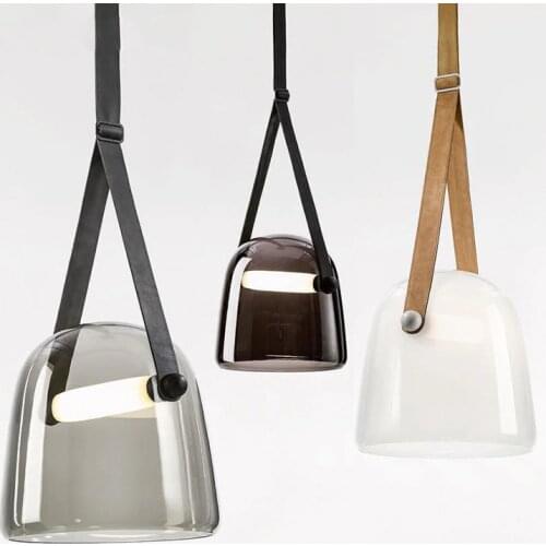 Postmodern Leather Pendant Lights Led Glass Hanglamp For Dining Room Bedroom Study Nordic Bar Decor Loft Luminaire Suspension