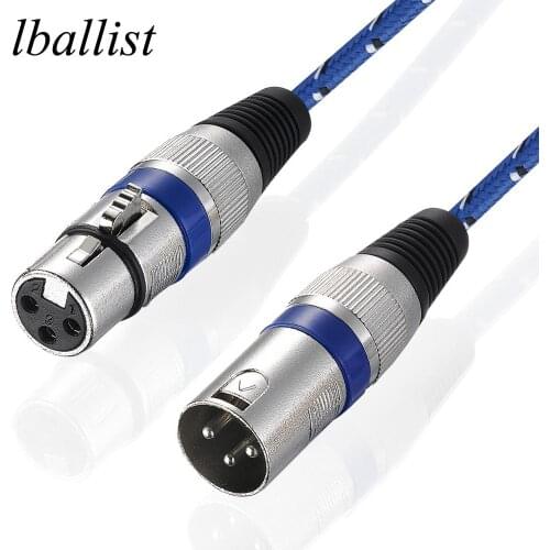 Lballist 3Pin jack Nylon Braided XLR Cable Male to Female Extension Cable For Microphone Mixer 1m 1.8m 3m 5m 10m 15m 20m