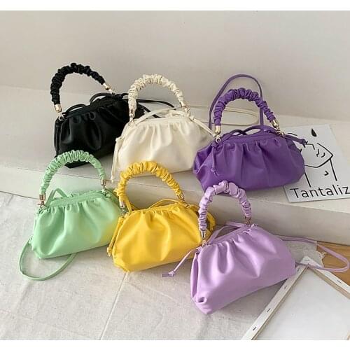 Summer Women Fashion Pleated Handle Handbag Designer 2021 New Cloud Leather Crossbody Shoulder Bag Ladies Clutch Purses Hot Sell