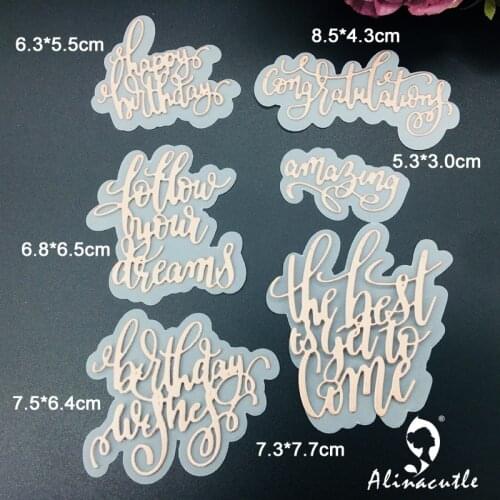 Metal Cutting Dies Shadow Words Birthday Wishes Scrapbooking Paper craft album Handmade Card Punch Die Cut Art Cutter Alinacutle