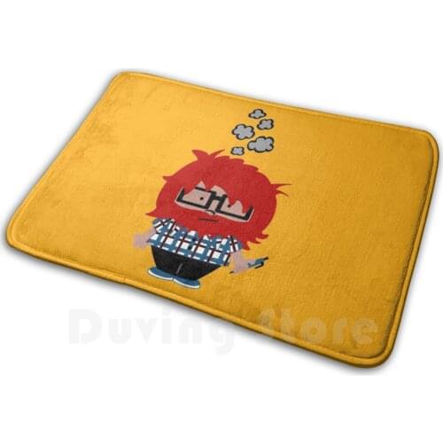 Middle-Aged Man Soft Non-Slip Mat Rug Carpet Cushion Man Writer Beard Hipster Children Vector Working Think Boho