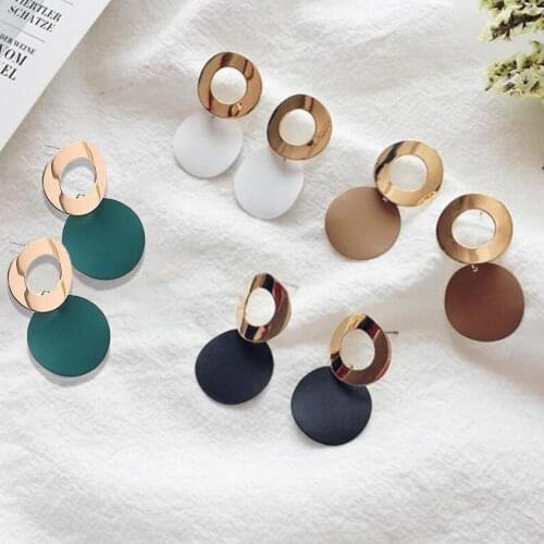 New Korean Statement Round Earrings 2Pairs Stylish Women Geometric Dangle Hollow Circle Stud Earrings 2020 Fashion Jewelry