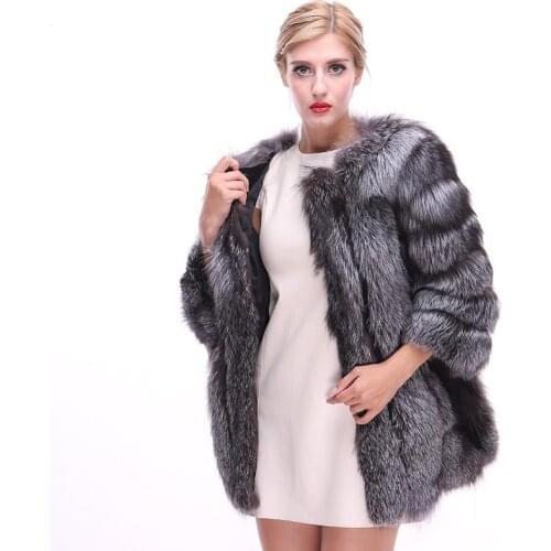 Luxury Genuine Fox Fur Coat Autumn Winter Women Warm Outerwear Garment LF21014ZGF