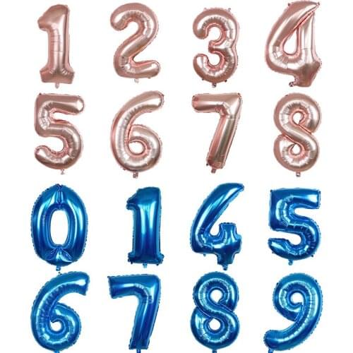 Happy Birthday 36 Inch Age Number Balloon Set Blue Pink Gold Aluminum Film Child Birthday Baby Shower Party Supplies Decoration
