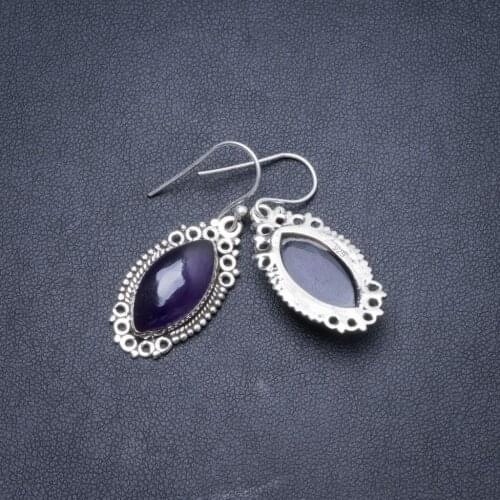 Natural Amethyst Handmade Unique 925 Sterling Silver Earrings 1 1/2" Y2120
