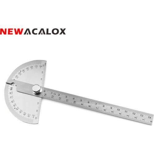 NEWACALOX Woodworking 180 Degree Adjustable Protractor Angle Finder Craftsman Ruler Stainless Steel Caliper 14cm Measuring Tools