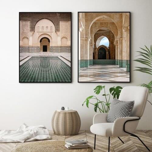 Modern Hassan II Mosque Casablanca Morocco Posters Canvas Painting Wall Art Prints Picture for Living Room Interior Home Decor