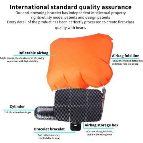 Swimming Lifesaving First Aid Bracelet Surfing Diving Anti-Drowning Underwater Self-Rescue Wristband Quickly Inflated