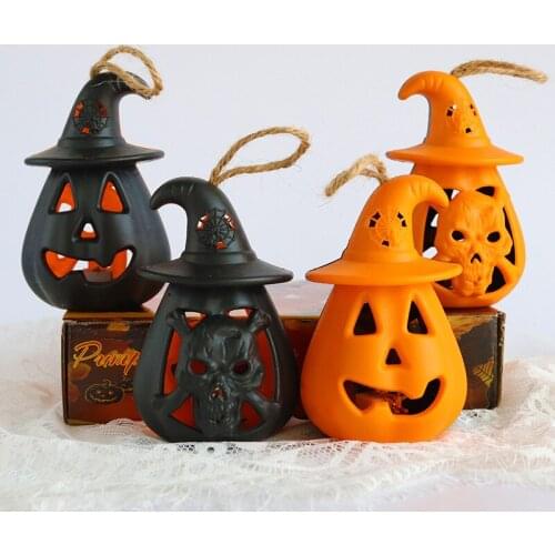 LED Halloween Pumpkin Ghost Lantern Lamp DIY Hanging Scary Light Halloween Decoration for Home Horror Props Kids Toy