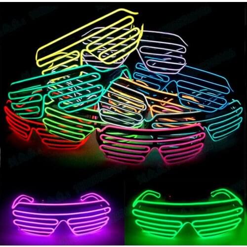 LED Blinds Glasses Flashing EL Wire Luminous Party DIY Decorative Light Up Shades Flashing Rave Wedding Party Activing Props