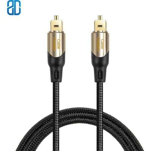 Toslink Male to Toslink Male Digital Optical SPDIF Audio Cable Braided Fiber Cable with Metal Connectors Black & Gold