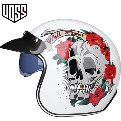 VOSS Motorcycle Vintage Helmet Motorbike Riding 3/4 Open Half Helmet Retro Capacete Moto Casque Casco