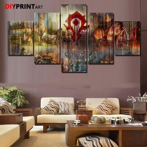 Wow Horde Orda Trall 5 Pcs/set Wall Art Painting Canvas Pictures for Living Room Home Decoration A1389