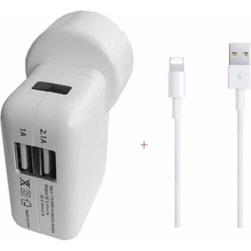 LYBALL Dual USB Charger AU EU UK Plug Home Travel 2 Ports Wall AC Power Adapter For Samsung S9 + Cable For iPhone X 8 7 6 Plus 5