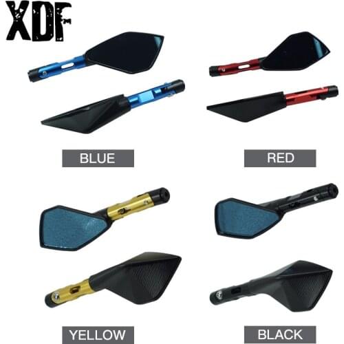 Motorcycle Rearview Mirrors E-Bike Mirror Scooter Electrombile Back Side Blue Mirror Universal with 6mm 8mm 10mm Screws