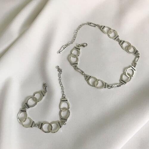 Handcuffs Necklace Pendant Vintage Silver Punk Collares Gothic Choker Friendship Necklace Jewelry Fashion Women Gift CL13