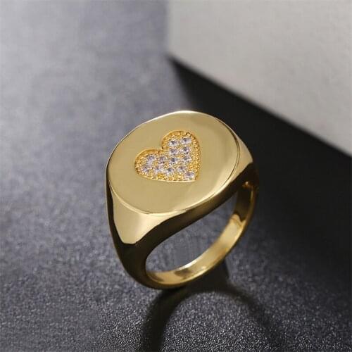 CZ Heart Rings for Women Jewelry Gold Color Retro Anillos Goemertic Round Bague Femme Wedding Bride Gift