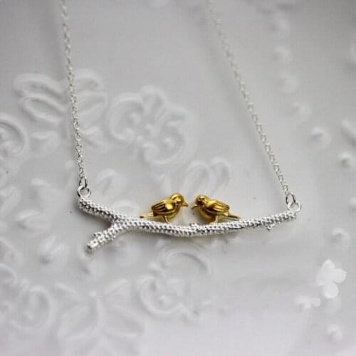Branch Bird Cute Fresh Korean 925 Sterling Silver Temperament Personality Fashion Female Necklace SNE142