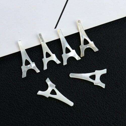 3pcs Natural White Shell Eiffel Tower Charms Letter A MOP Pendant France Building DIY Earrings Necklace Dangle Jewelry Accessory