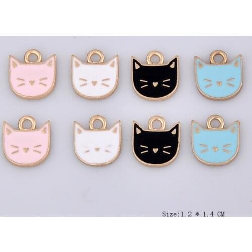 10pcs 12*14MM DIY Fashion alloy Enamel pet cat head kitten charms, metal animal Pendant Necklace Bracelet alloy hair accessories