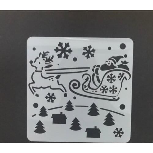 13*13 Christmas deer pvc Layering Stencils for DIY Scrapbooking/photo album Decorative Embossing DIY Paper Cards Crafts