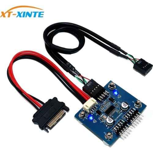 1X2 Motherboard USB 2.0 9pin Header 1 to 2 Extension Hub Splitter Adapter-Converter MB USB 2.0 Male to 2 Male-30CM 9-pin Cable