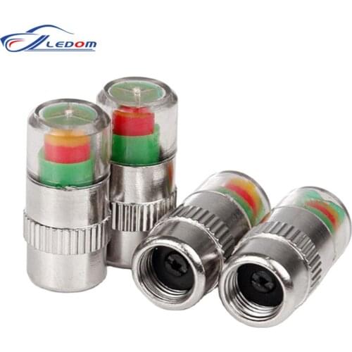 2.0/2.2/2.4 Bar 4pcs/Set 30/32/36 PSI Tire Pressure Monitor Pressure Gauge Cap Sensor Indicator Alert Monitoring Tools Kit