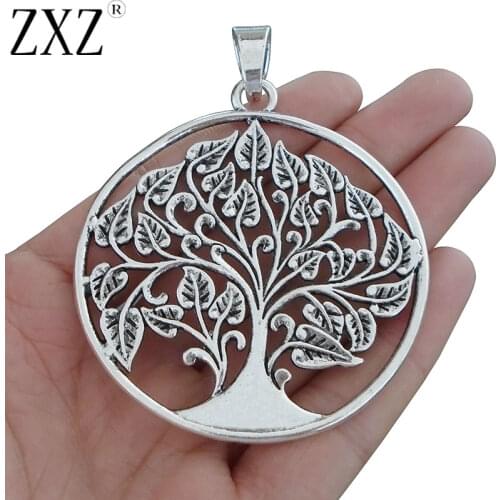 ZXZ 2pcs Large Tree Charms Pendants for Necklace Jewelry Making Findings 80x62mm
