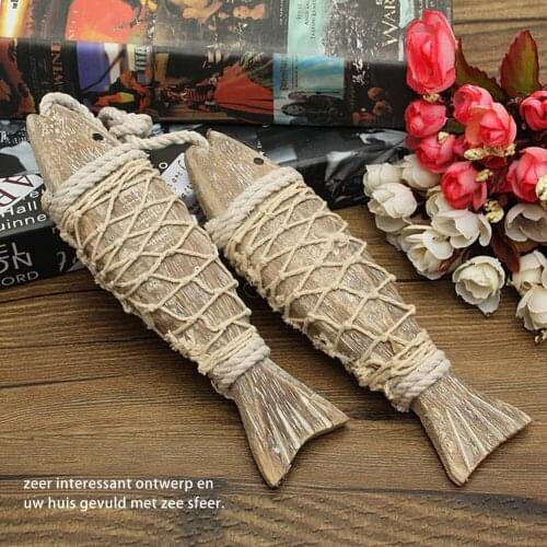 2pcs Vintage Mediterranean Style Hand-carved Hanging Wooden Fish Ornament Antique Home Decoration Gifts Room Decor