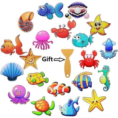 20PCS Non Slip Anti Decal Threads Sea Creature Bathtub Stickers with Free Scrapper